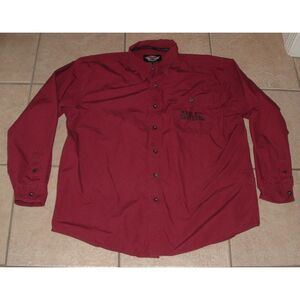 HARLEY DAVIDSON Mens Sz XL Burgundy Casual Wear Long Sleeve Button Up Shirt